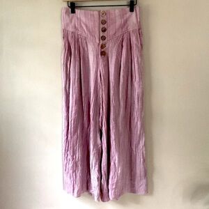 FREE PEOPLE Pants Wide Leg High Rise Flowy Light Cotton Purple Pink Size X Small